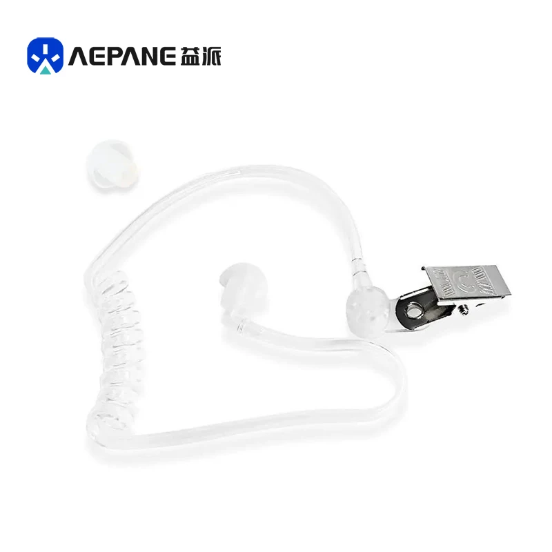 

walkie talkie part Silicone Coiled Acoustic Air Audio Ear Tube with Clip Earplug