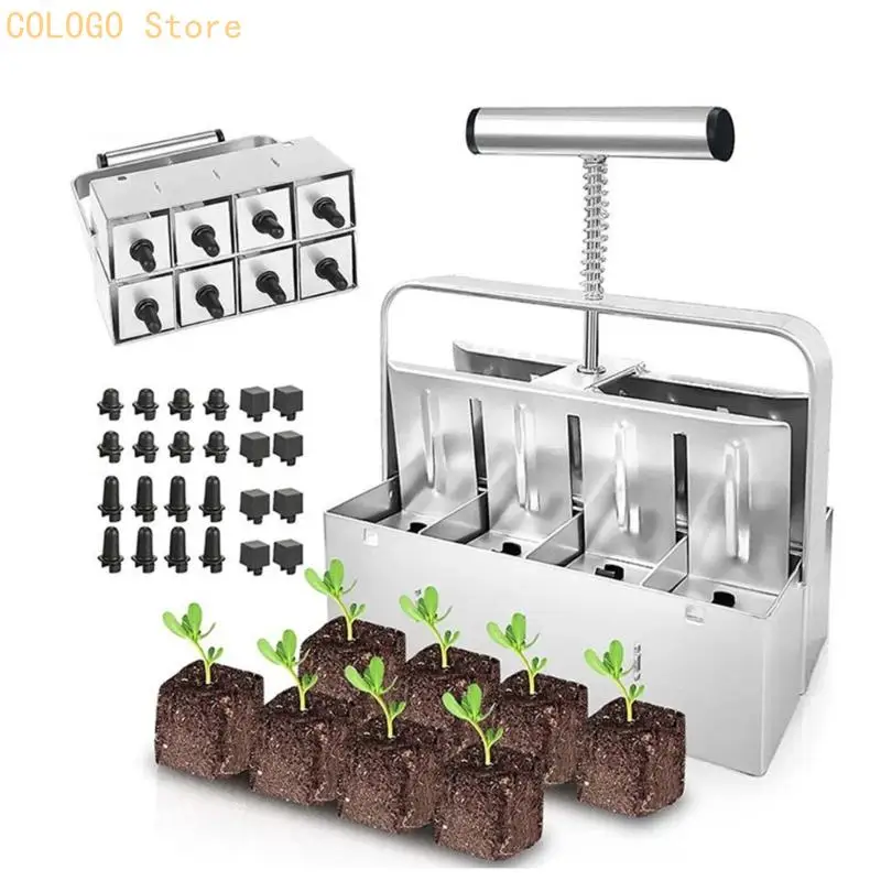 Two Row Soil Block Maker For New bushes Strong Metal Gardening Tool D0LD