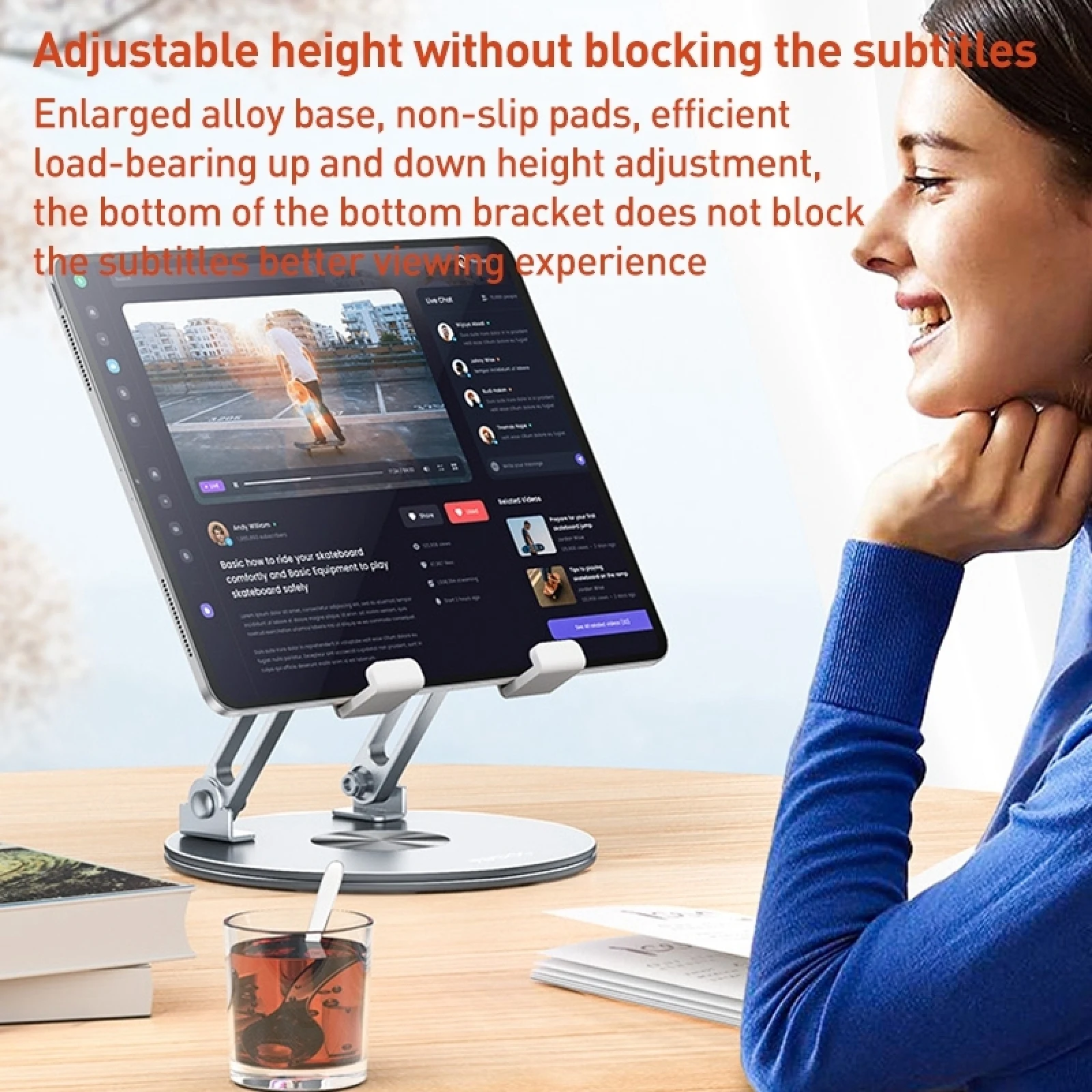 Yesido C293 360 Degree Rotating Foldable Tablet Desk Stand Aluminum-Plastic Alloy+ABS+Silica Gel Material Adjustable Heigjt