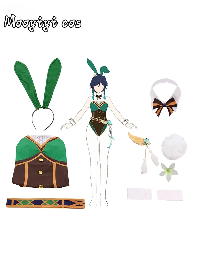 لعبة جينشين إمباكت فينتي أزياء تنكرية للهالوين وعيد الميلاد لعب الأدوار والحفلات المعرض الهزلي أنيمي للنساء S-XL فتاة الأرنب #5