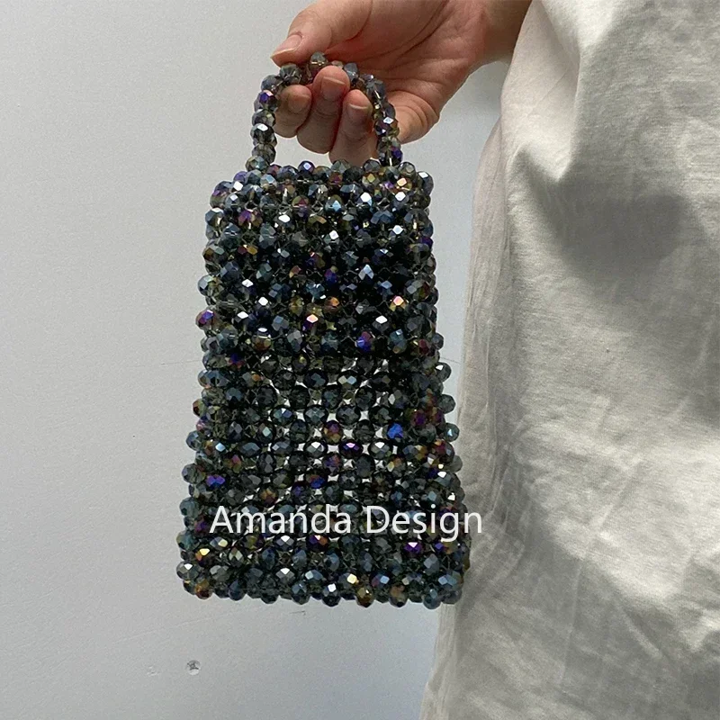 

Portable Wedding Small Holiday Gifts Party Shiny Purses Crystal Bead Bag Top-Handle Female Women Evening Wholesale Customizable