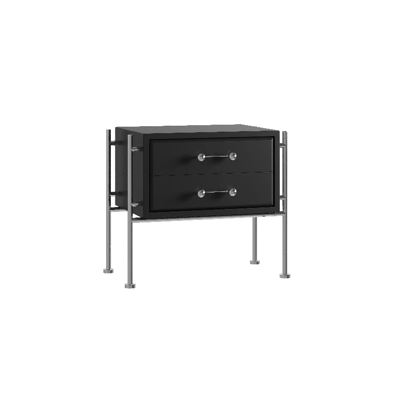 

Modern minimalist black double wooden bedside table Bauhaus style home bedroom bedroom furniture locker