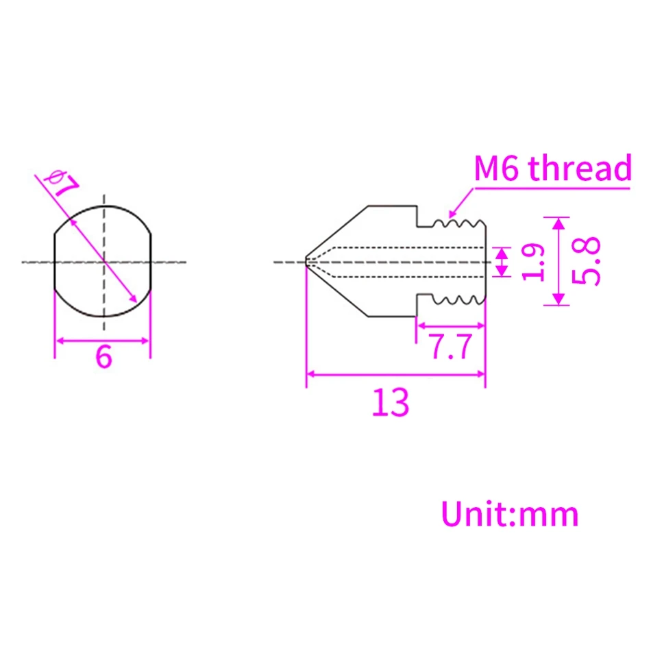 5/10 Stück 3D-Druckerdüse aus gehärtetem Stahl für E3D V6 Hotend, Großhandel V6-Düsen 0,2 0,3 0,4 0,5 0,6 0,8 1,0 mm