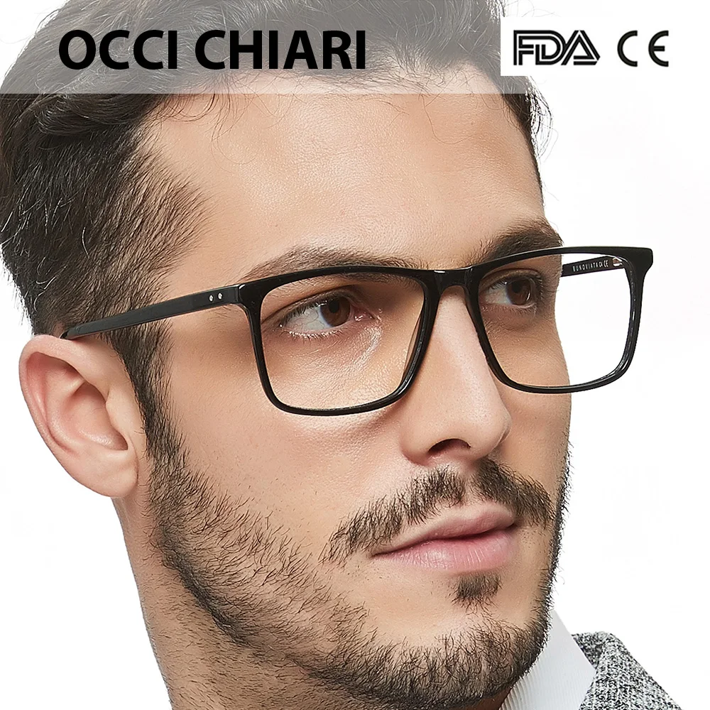 

OCCI CHIARI Computer Glasses Frame Men Fashion Optical Eyeglasses Frames Clear Lens Blue Light Gaming Eyewear Prescription Male