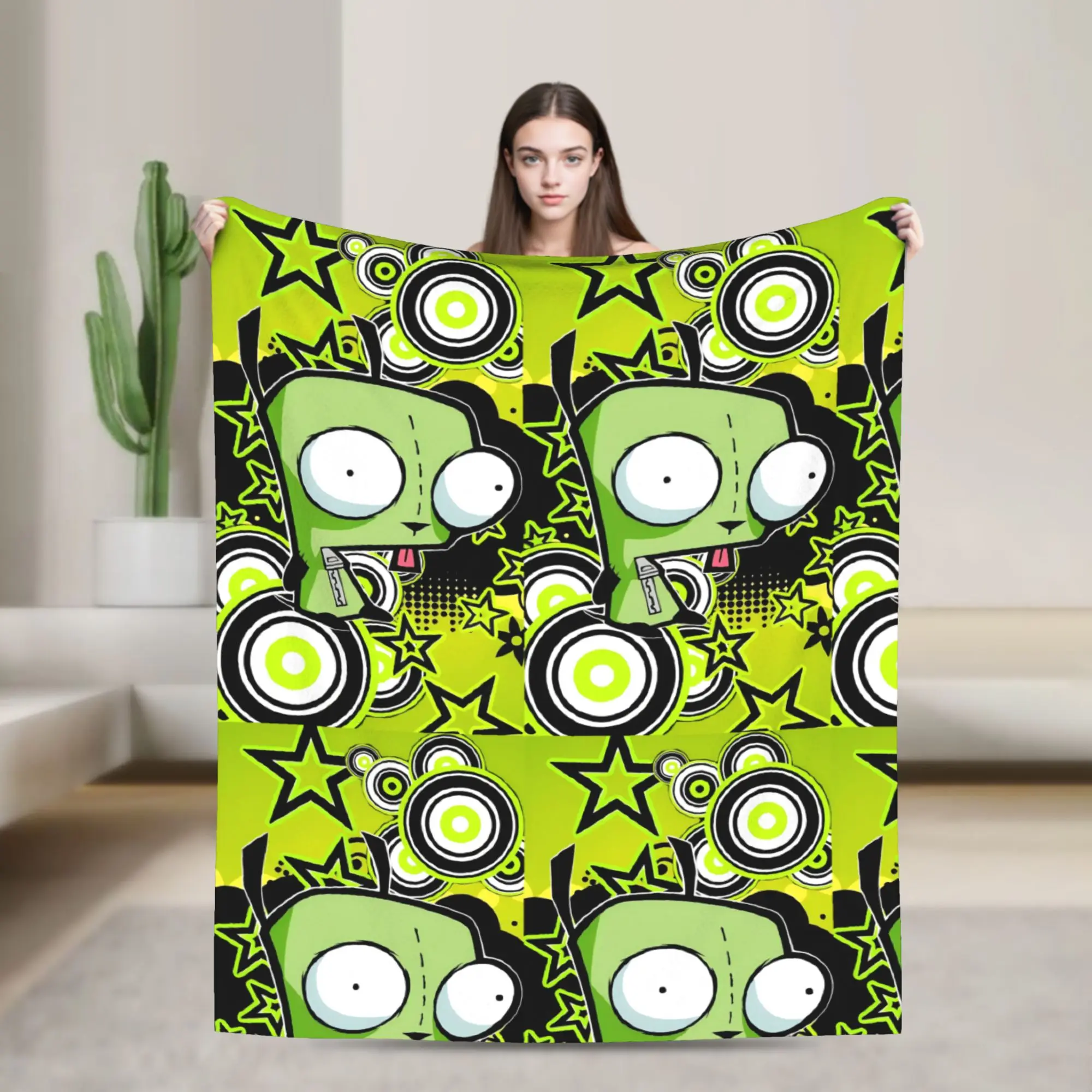 Invaders Zims Cute Cartoon Blankets Flannel Awesome Warm Throw Blankets for Home Autumn/Winter,