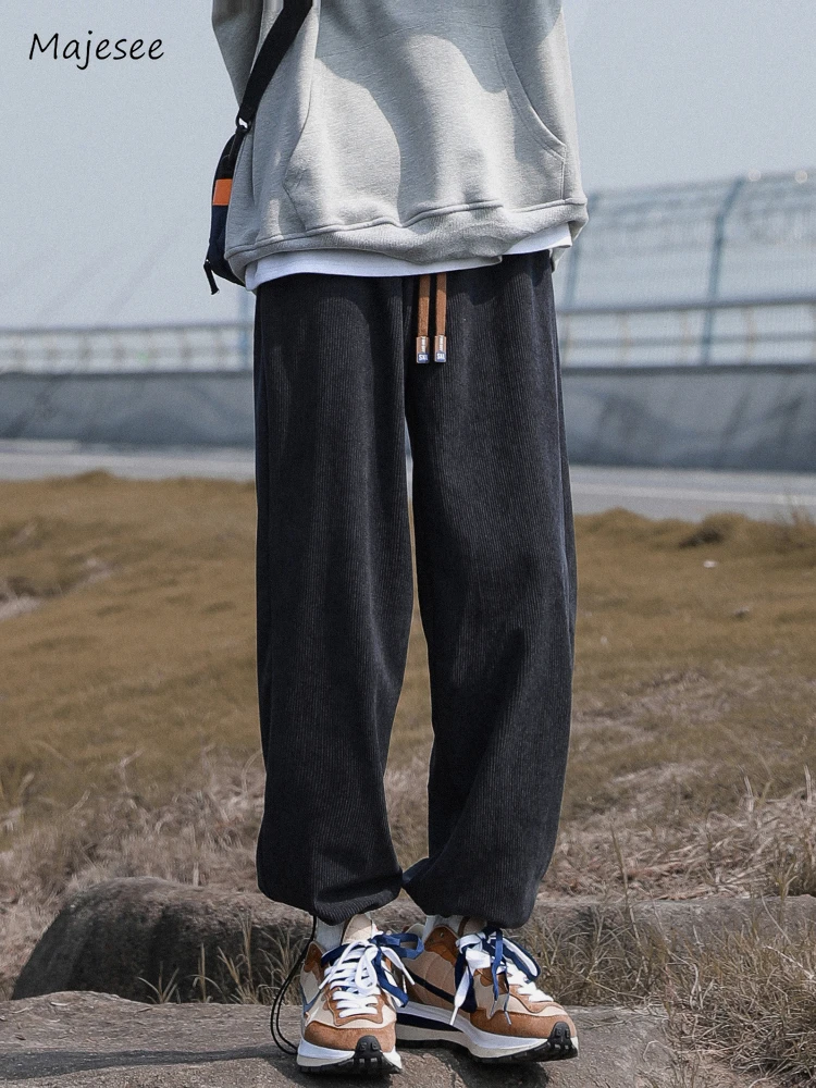 

Sweatpants Men Casual Baggy Solid All-match Spring Autumn Ankle Banded Simple Youthful Daily American Style High Street Fashion