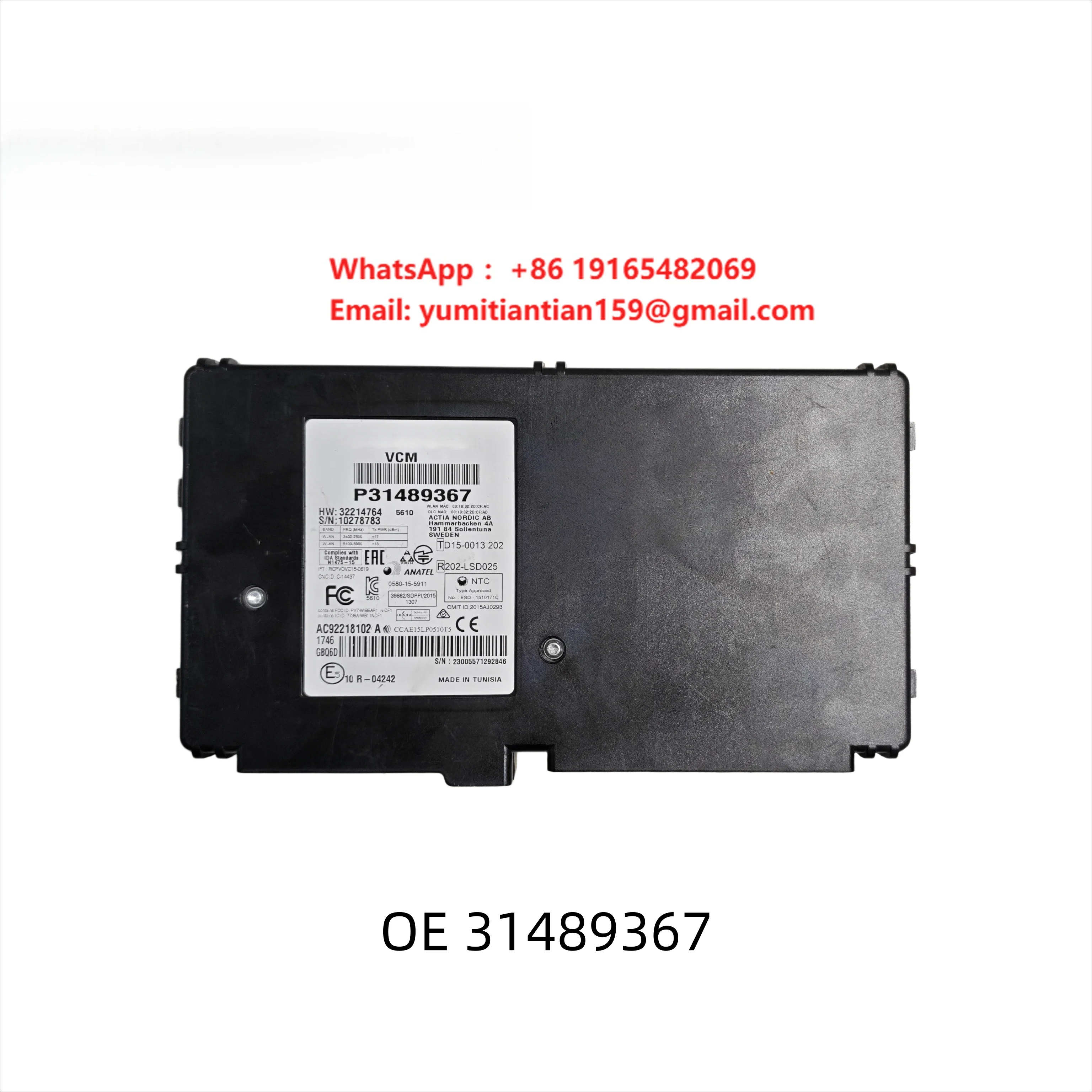 OE 31489367 for volvo S90 Volvo Original Quality Electronic Control Module, VCM Body Gateway Module.