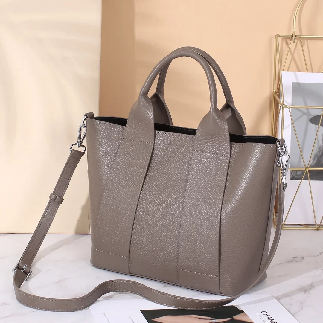 Genuine Grade Cow Leather Commuter Women's Handbag Luxury Designer Brand Fashion Ladies Tote Female Shoulder Crossbody Bag New