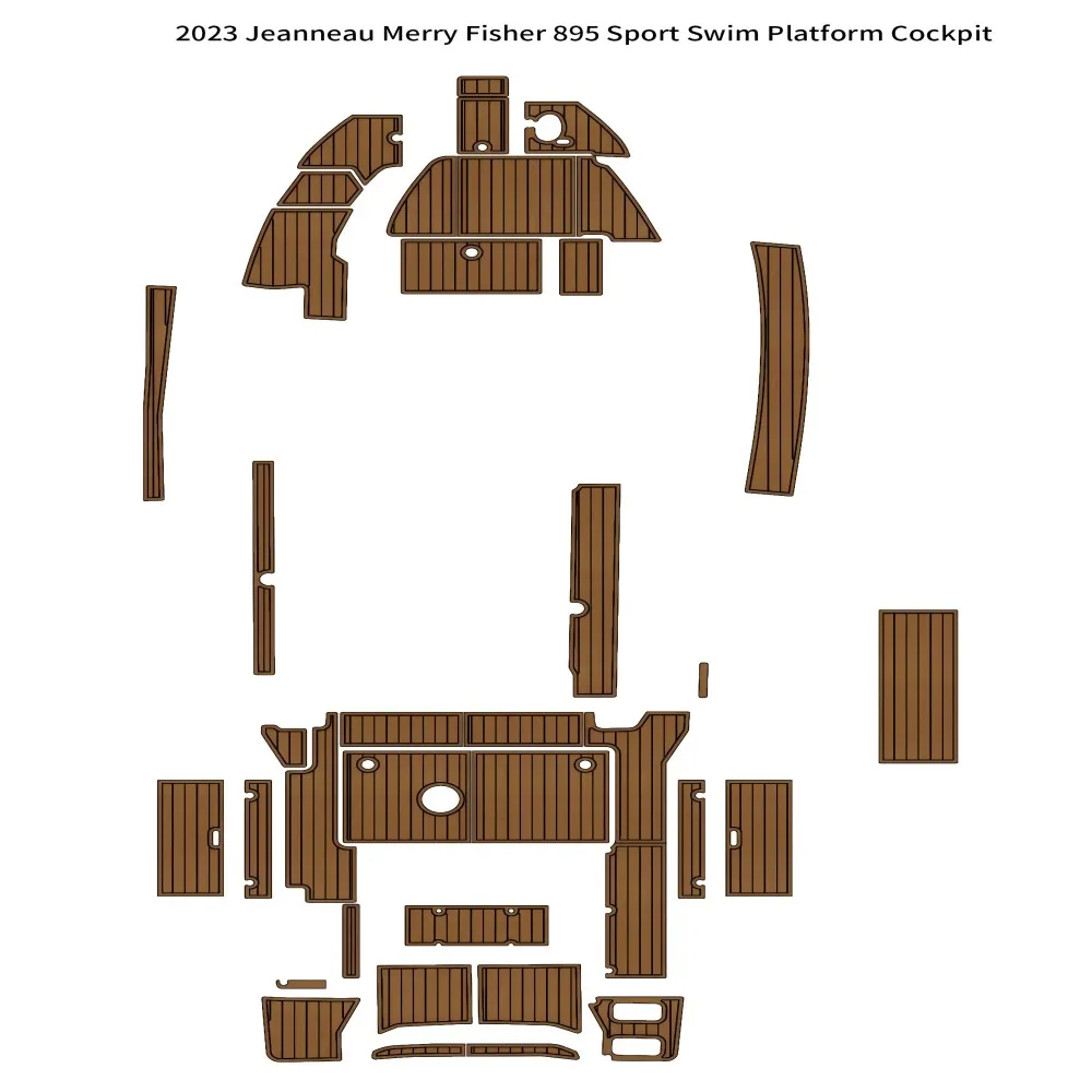 

2023 Jeanneau Merry Fisher 8995 Спортивная платформа для плавания Кокпит Лодка EVA Напольный коврик из тикового дерева Seadek MarineMat Стиль Gatorstep Клей
