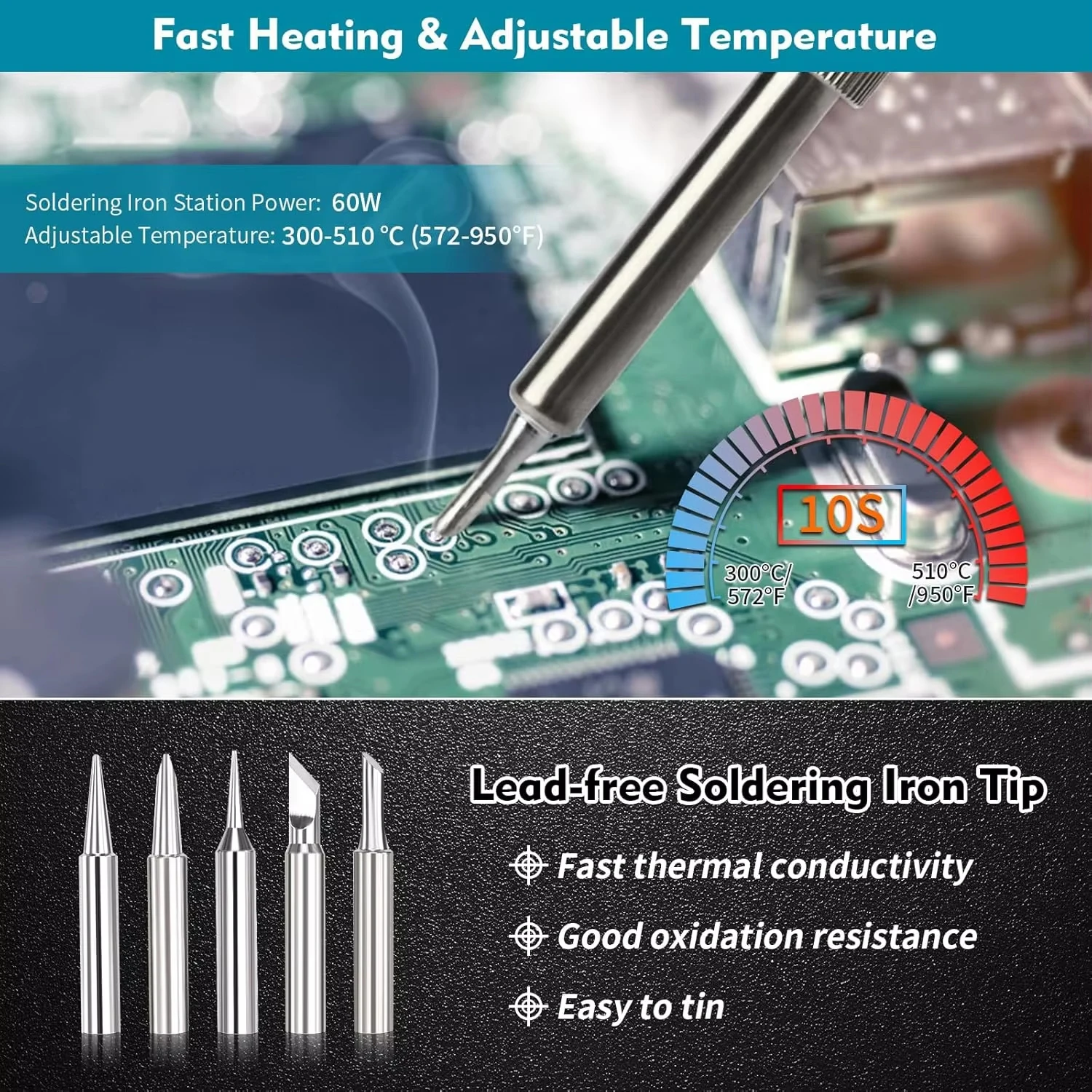 NEW Soldering Iron Kit for Makita 18V Battery,with LED Digital ,Soldering Gun with 5pcs Tips&Solder Wire for DIY Wire Welding - view 5