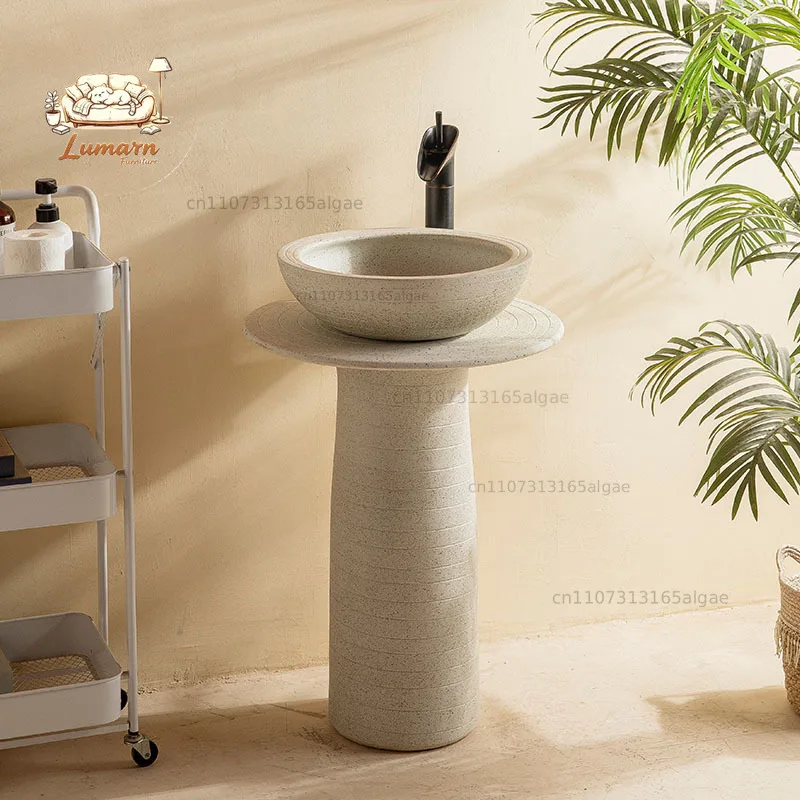 Ceramic pillar basin integrated floor-to-ceiling outdoor wash basin courtyard pillar-type wash garden art wash