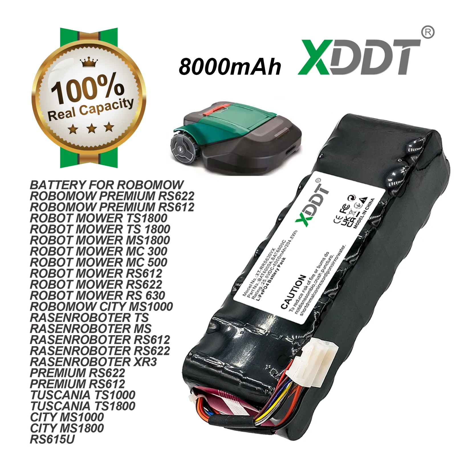 8000mAh Battery for Robomow  Cub Cadet Lawnkeeper XR3 3000,Cub Cadet Lawnkeeper XR3 4000,RS612, RS612 Pro, RS612U,RS615