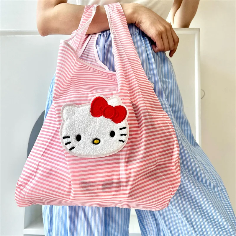 Hello Kitty Sanrio Plush Kawaii Cartoon CuteDolls Oxford Cloth Shopping Bag Anime PlushToys for Girls Kids Toys Birthday Gift