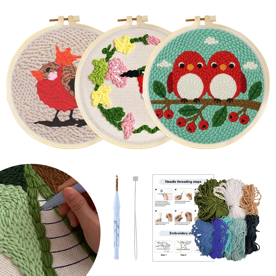 

GATYZTORY punch needle embroidery kits Animals birds For Beginner cross stitch embroidery kit Knit Sewing accessories Home Decor