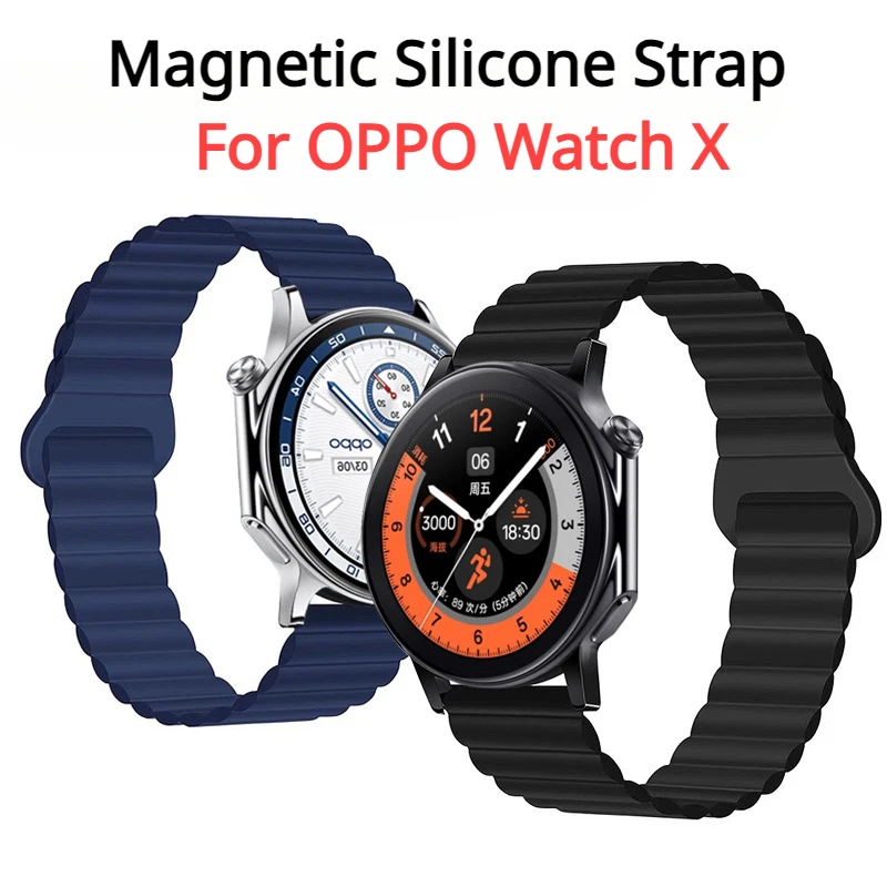 

22mm Magnetic Silicone Strap for Oppo Watch X Bracelet Replacement Wristband for OPPO Watch3 Pro / Watch4Pro