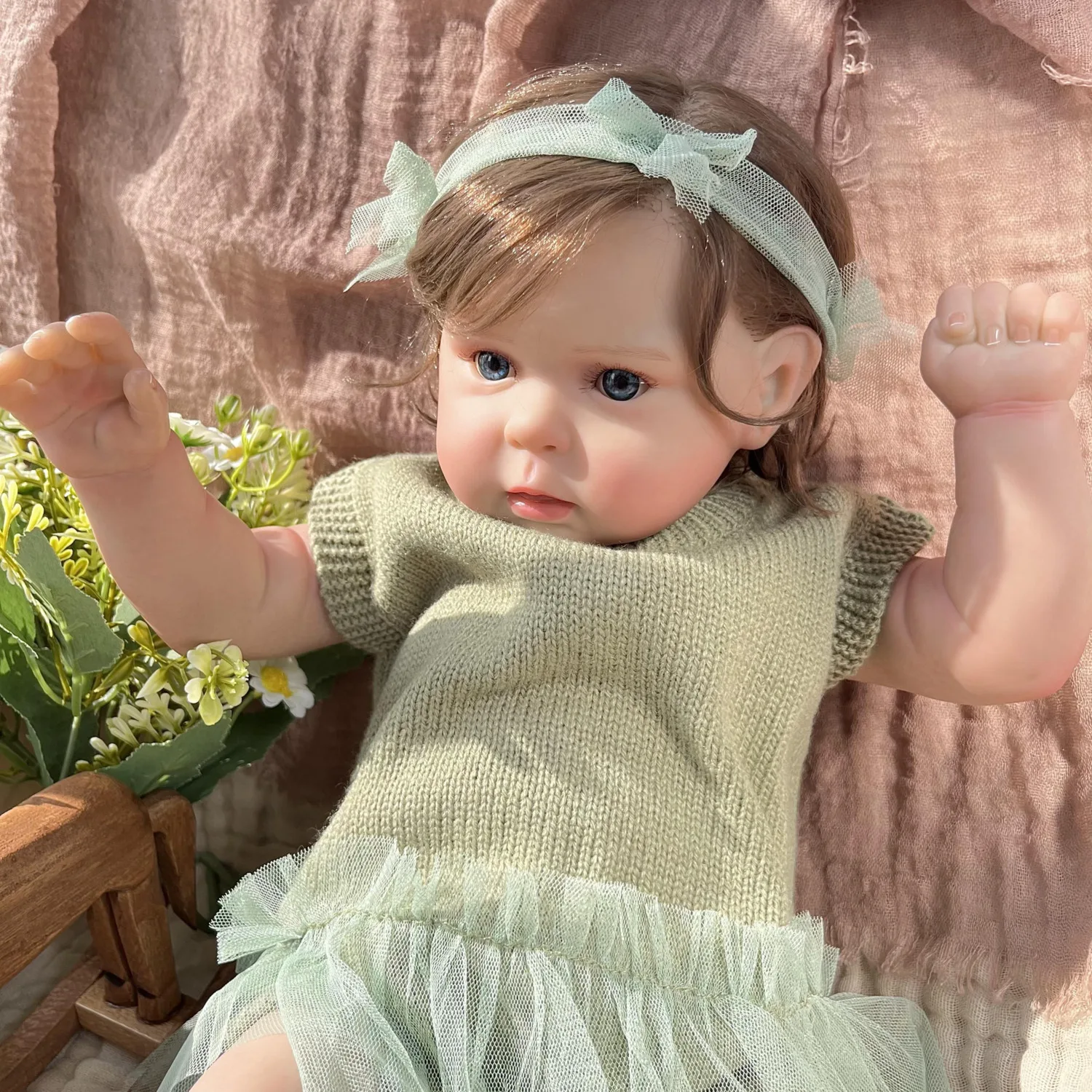 Poupée Bébé Reborn Réaliste BZDOLL 50 CM 20 POUCES Corps en Tissu Douce Jouet pour Fille Poupée à Peau 3D Adorable Princesse Tout-Petit Cadeau d'Anniversaire