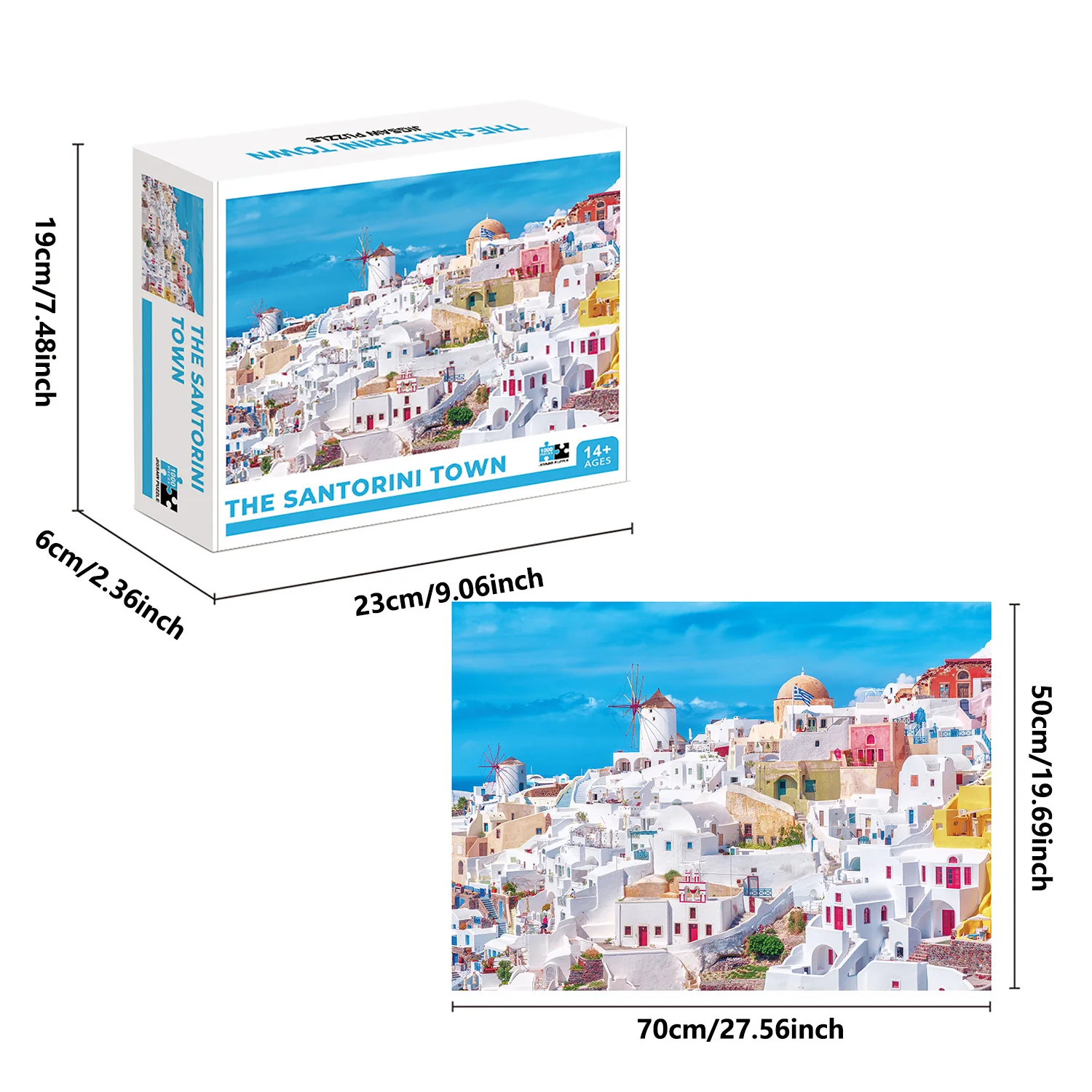 1000 Pieces The Santorini Town Jigsaw Puzzles for Adults Home Decor Games Family Fun Floor Puzzles Educational Toys for Kids