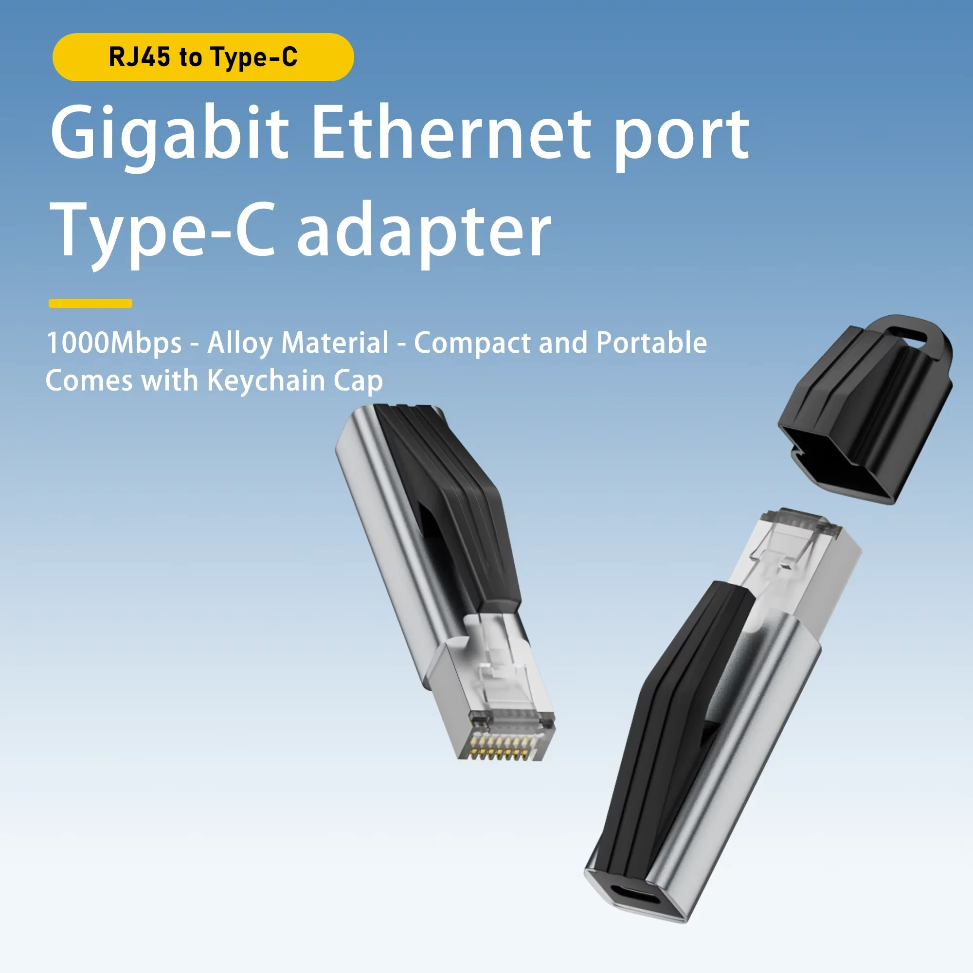 Portable USB-C Female to RJ45 Ethernet Adapter 1Gbps Gigabit Network Card Compatible with Macbook Pro Laptops Router Switch