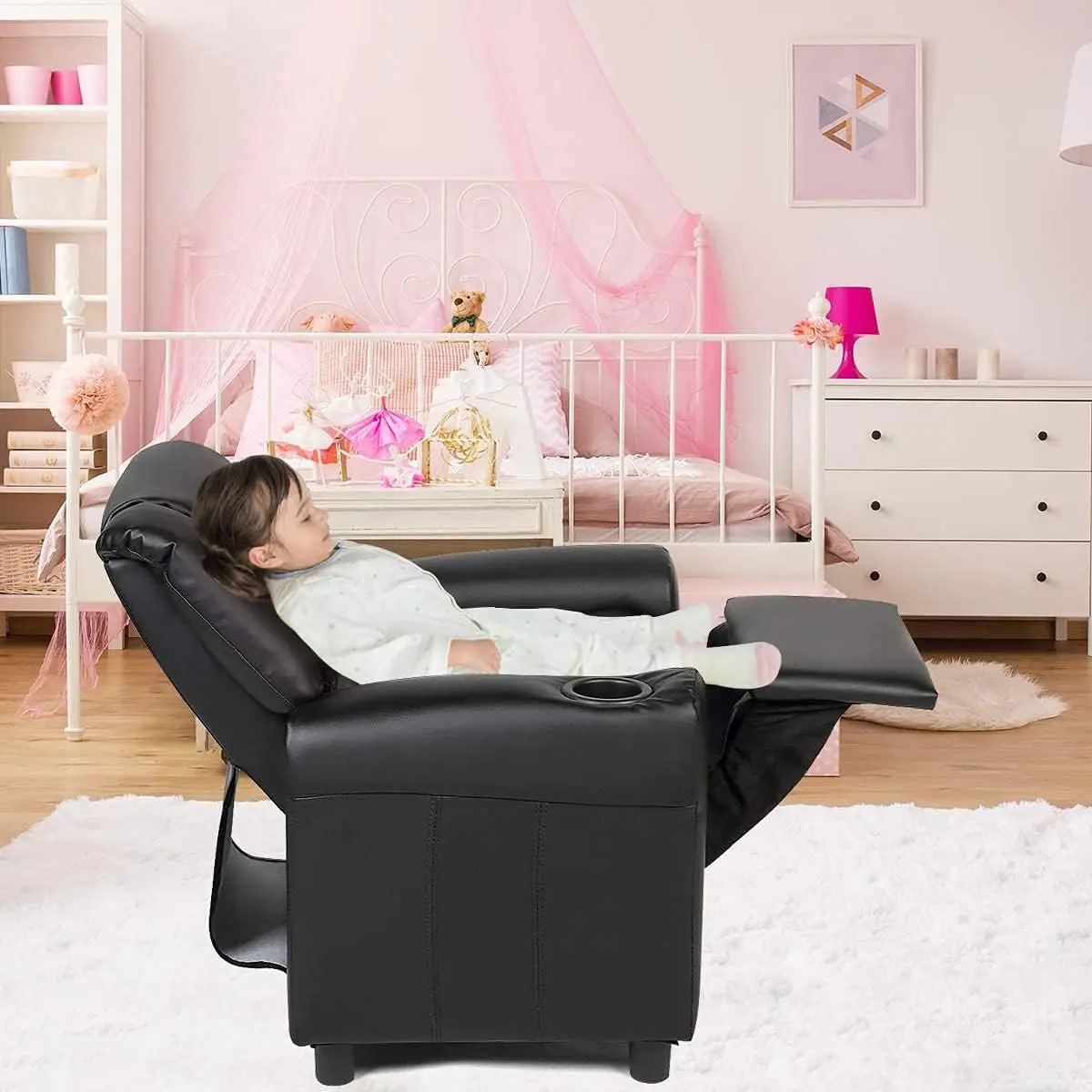 Silla reclinable para niños con portavasos, reposabrazos ergonómico y respaldo acolchado, sillón para niños pequeños para niños y Gir