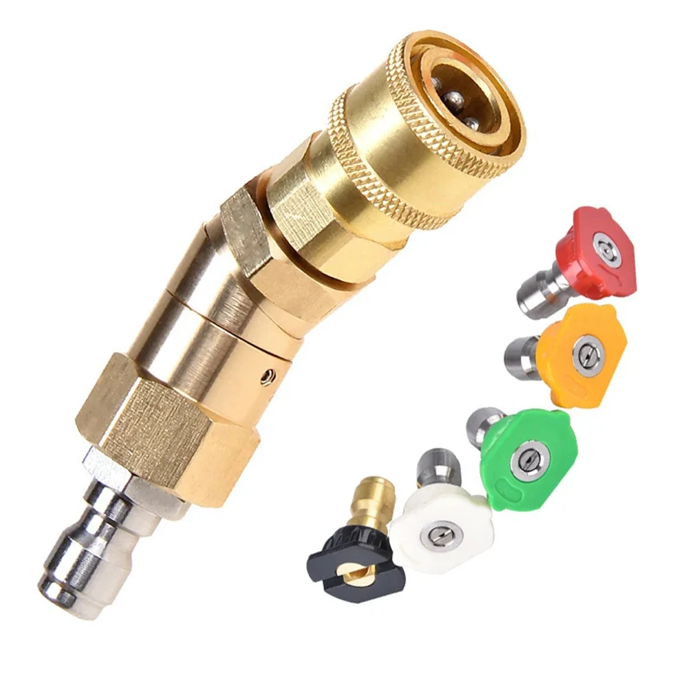 High Pressure Water Gun Universal Nozzle Elbow Adjustment Nozzle 360 ° All Copper Quick Insertion Conversion Quick Connector