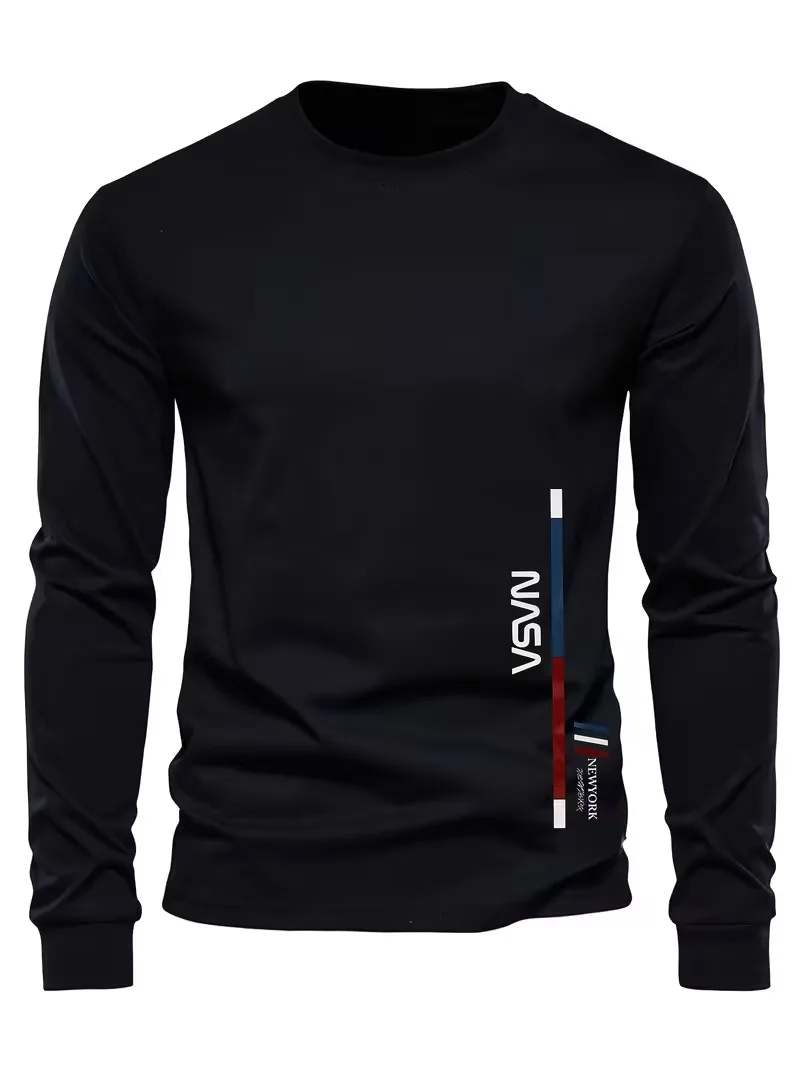 Simple Letter Printing Long sleeves Men's T-shirt Summer Casual Sports Men's Tops Fashion Breathable Daily Loose Men's clothing