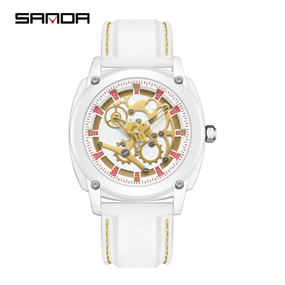 SANDA Brand 3235 Cool Sports Fashion Quartz Wristwatch Waterproof Round Dial Silicone Strap Design Neutral Watch