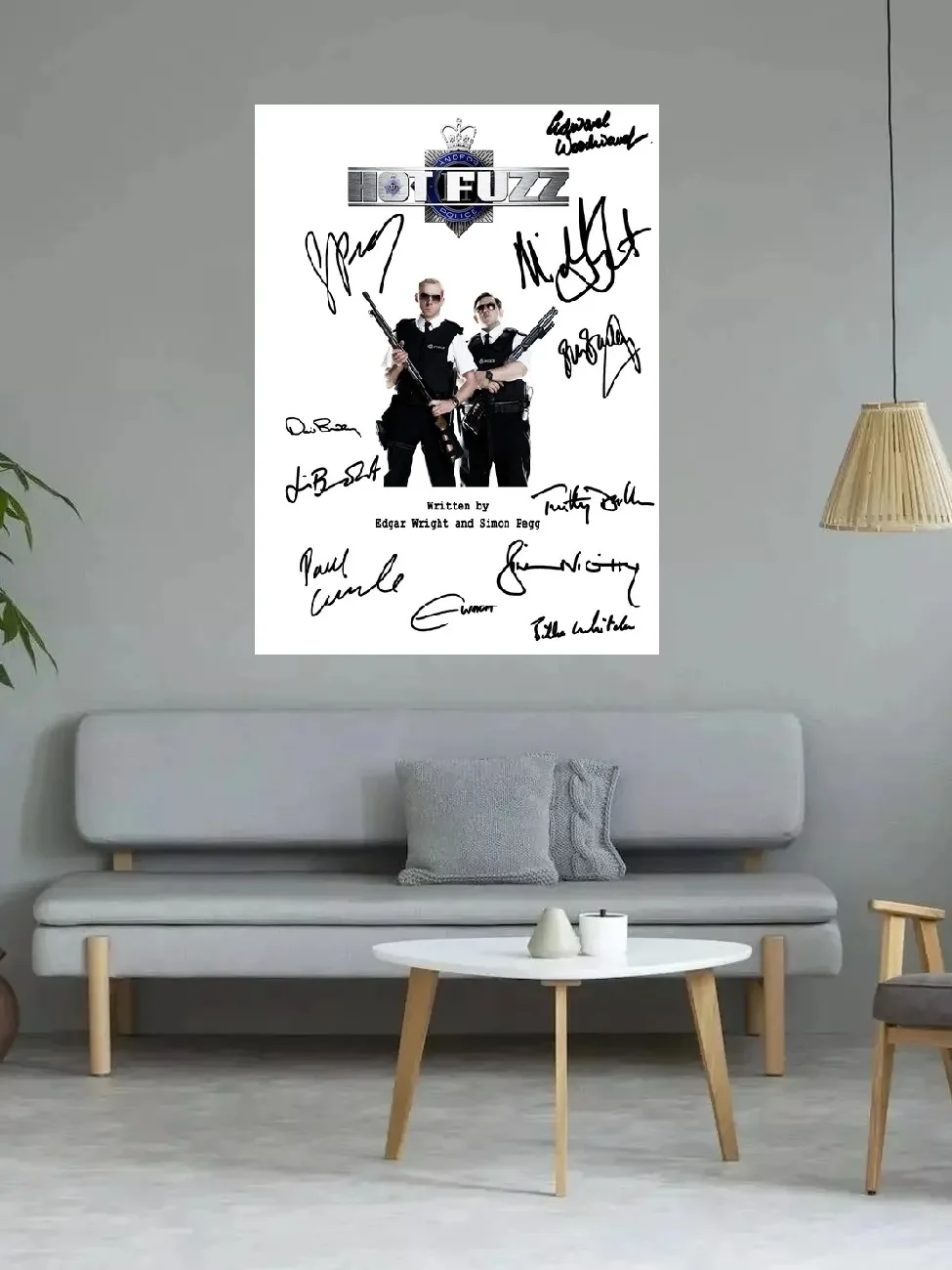 Hot Fuzz Movie Autographed Signed, Print Art Canvas Poster, For Living Room Decoration, Home Wall Decor Picture