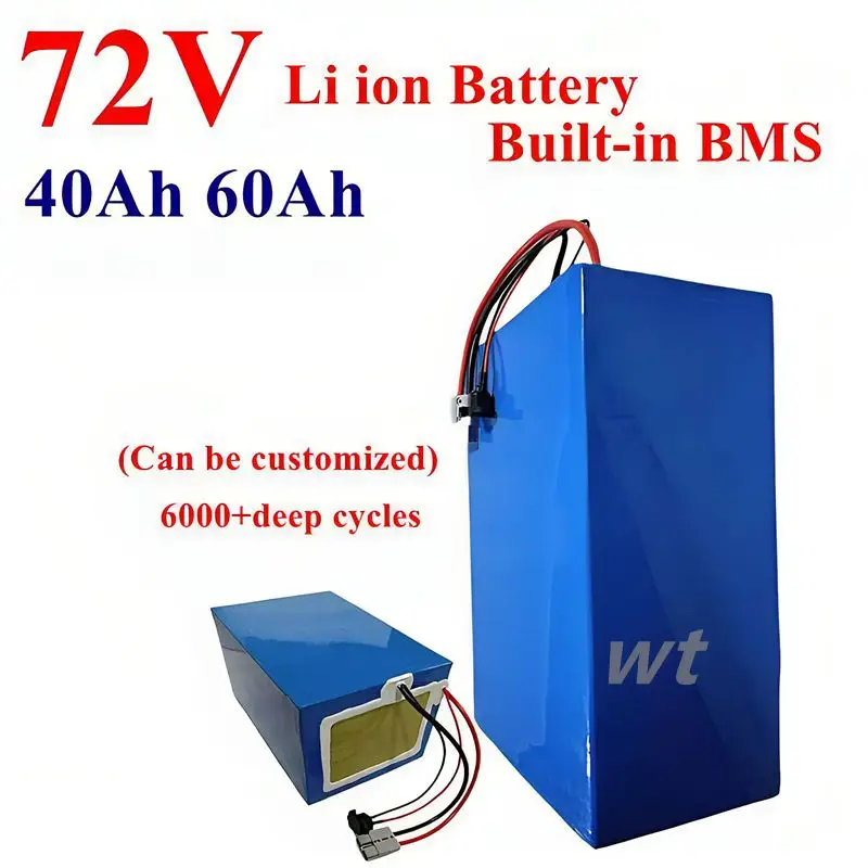 wt 72v 40Ah 60Ah lithium ion battery pack li ion 50A 100A 150A 200A BMS 3000w 5000w 8000w 12000w scooter go cart motorcycle