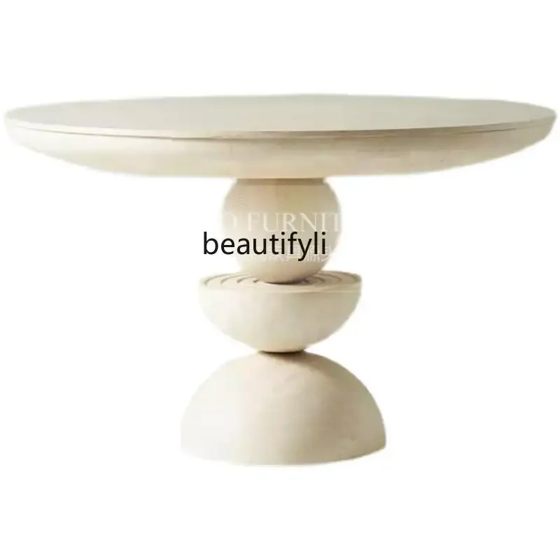 

Q Обеденный стол из массива дерева, обеденный стол цвета слоновой кости в стиле ретро, круглый черный, современный простой стол для переговоров в гостиничном клубе