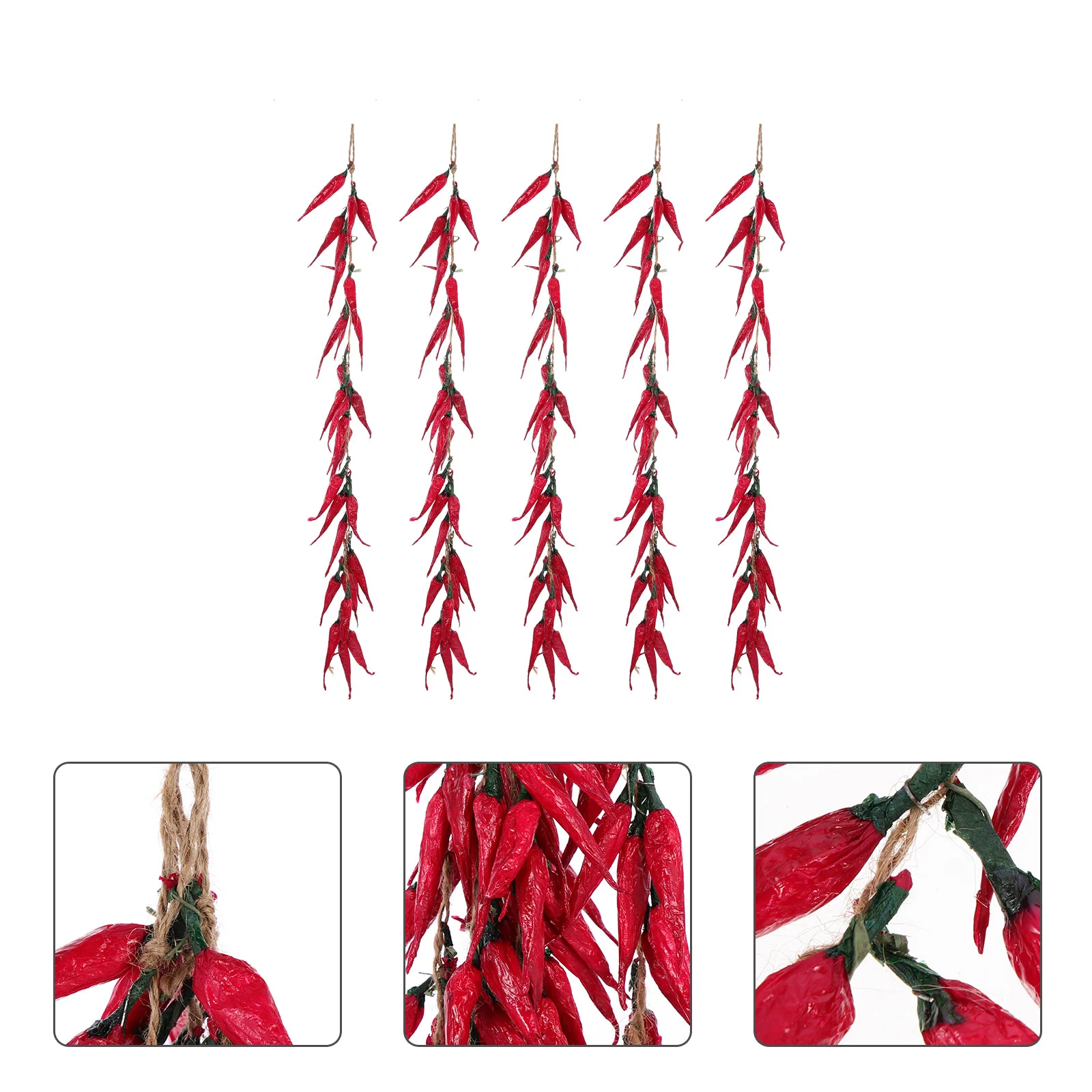 

5 Pcs Chili Pepper Model Decoration Toy Falsa Artificial Peppers Red Ornament Hanging