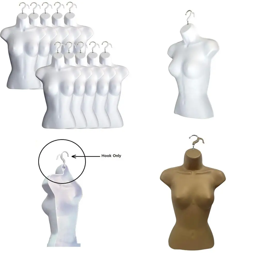 

Stackable Hollow Back Female Mannequin for T-Shirt Display, Countertop Use, Craft Projects and Hanging Options