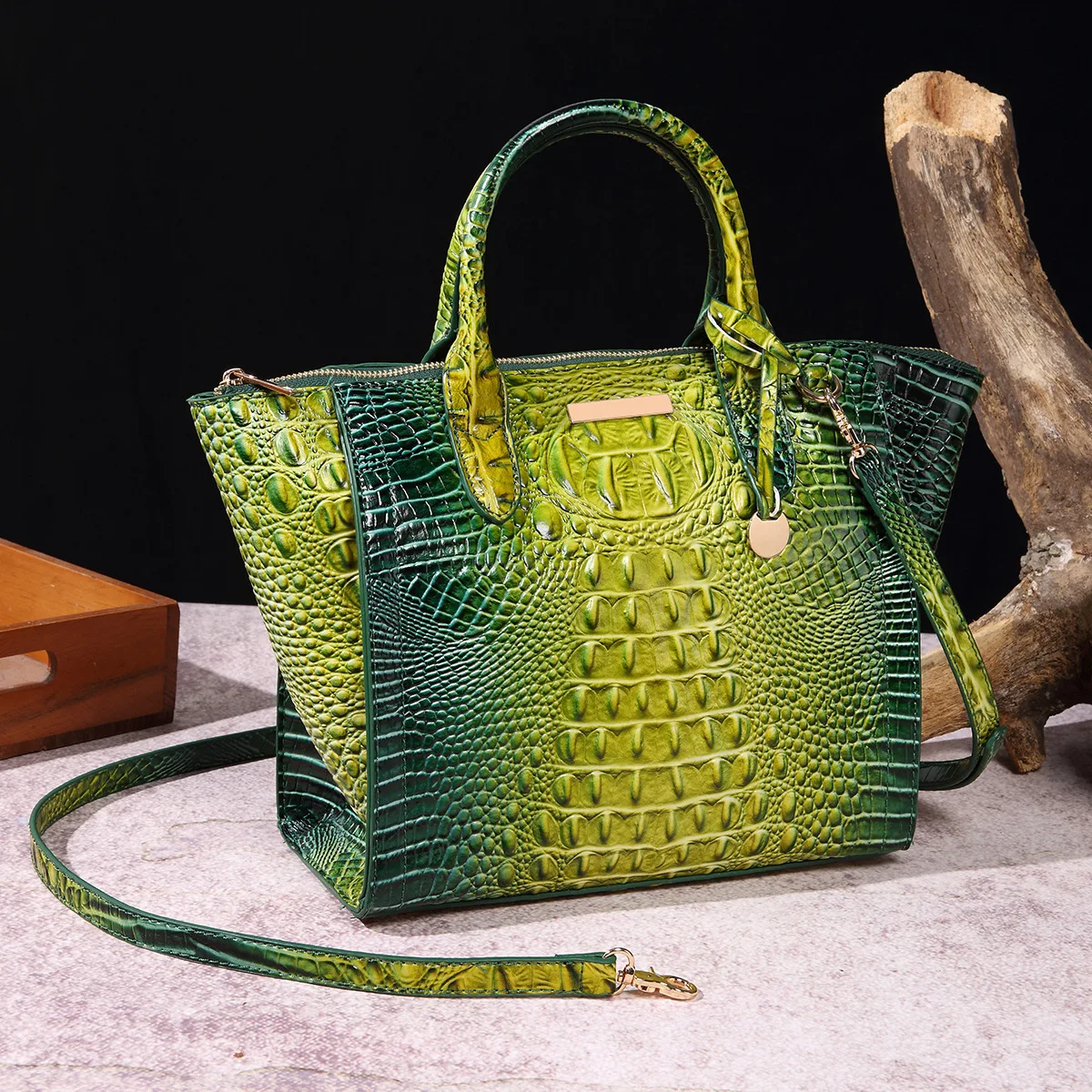 Podręczny Crossbody Retro skrzydlaty damski Bag wielokolorowy krokodyl wzór pojemna torba torba do przechowywania