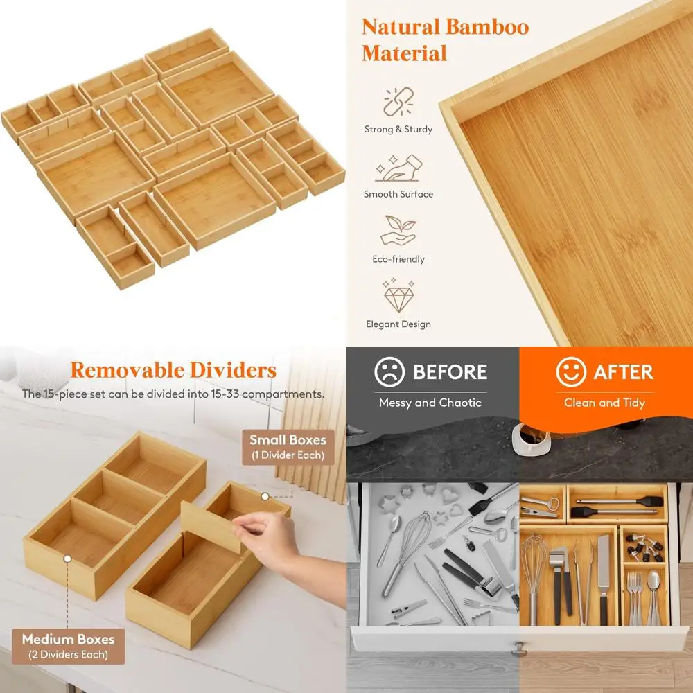 

Набор деревянных органайзеров с 33-сетками и 18 вставками, регулируемое хранилище для дома и офиса