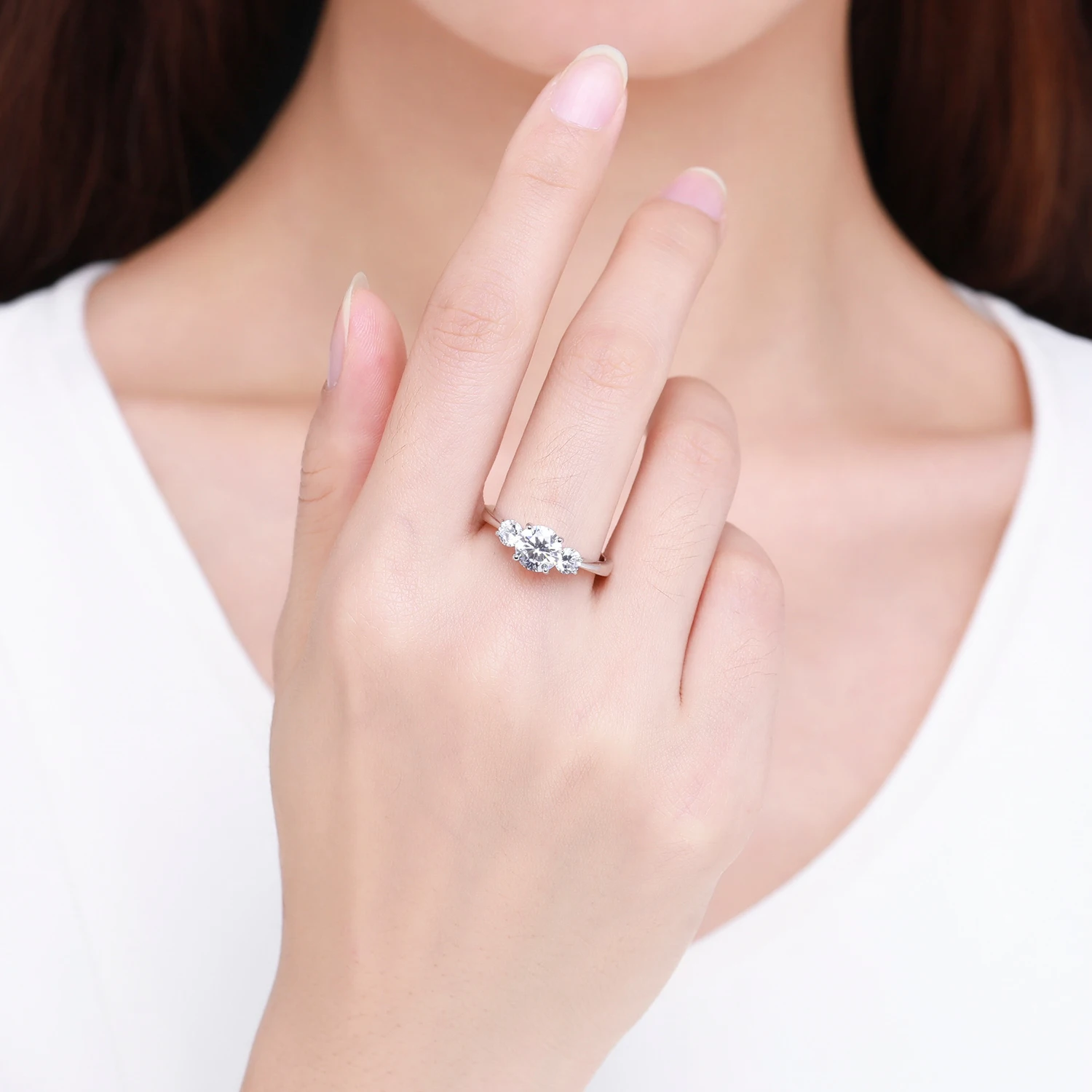 MODIAN 2 Carat 925 Sterling Silver Rings For Women Three Stones Zircon Simulated Diamond Wedding Engagement Band Fine Jewelry