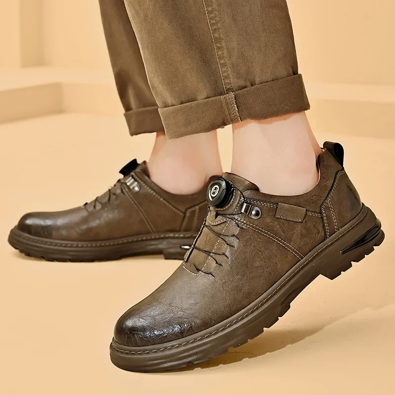 Zapatos informales de cuero PU para hombre, zapatillas suaves de marca de lujo, mocasines transpirables para caminar y conducir, Oxfords de negocios, Primavera