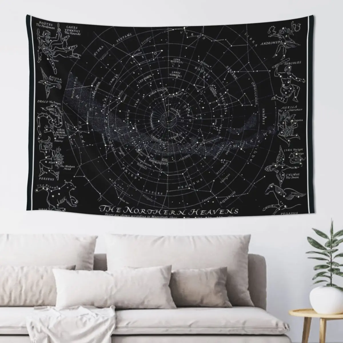 

THE NORTHERN HEAVENS : Vintage Star Map Print Tapestry Outdoor Decor Room Decorations Aesthetics Tapestry