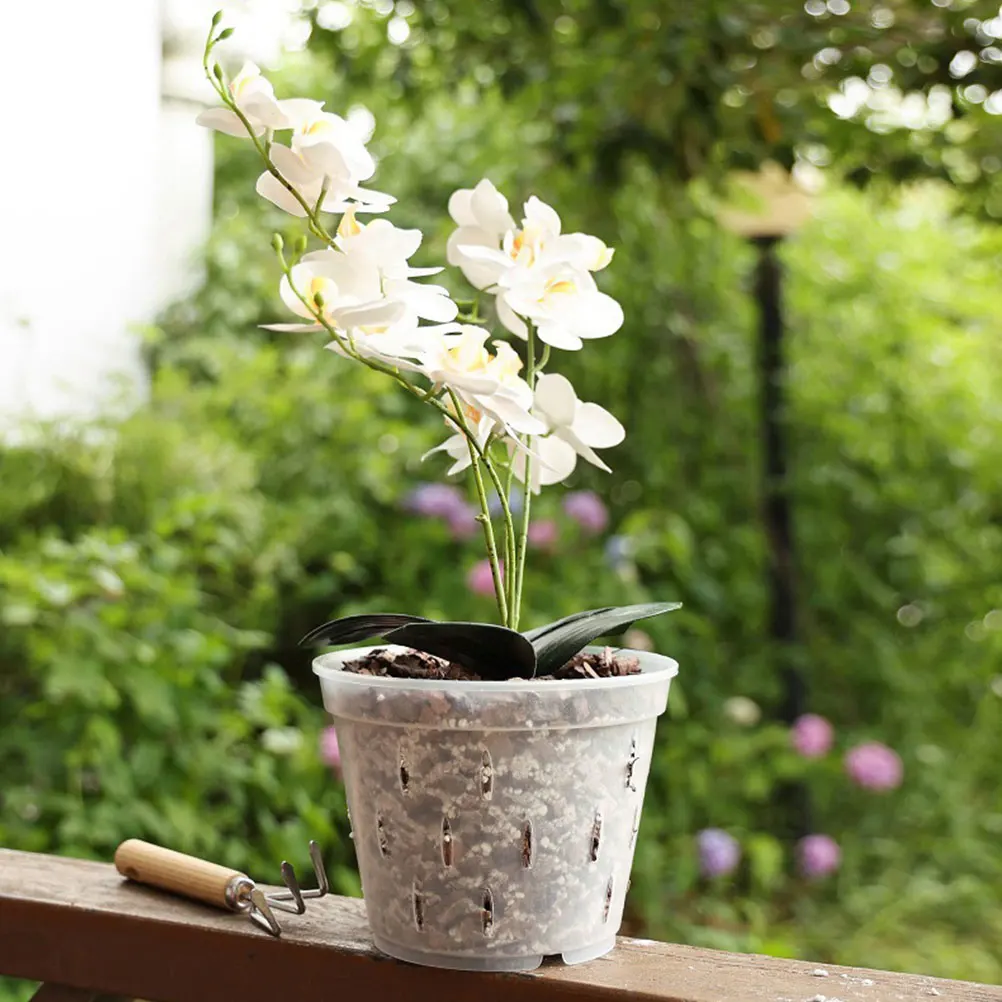 

5 Inch Transparent Plastic Orchid Pots With Drainage Holes Ventilated For Flower Nursery Garden Growing