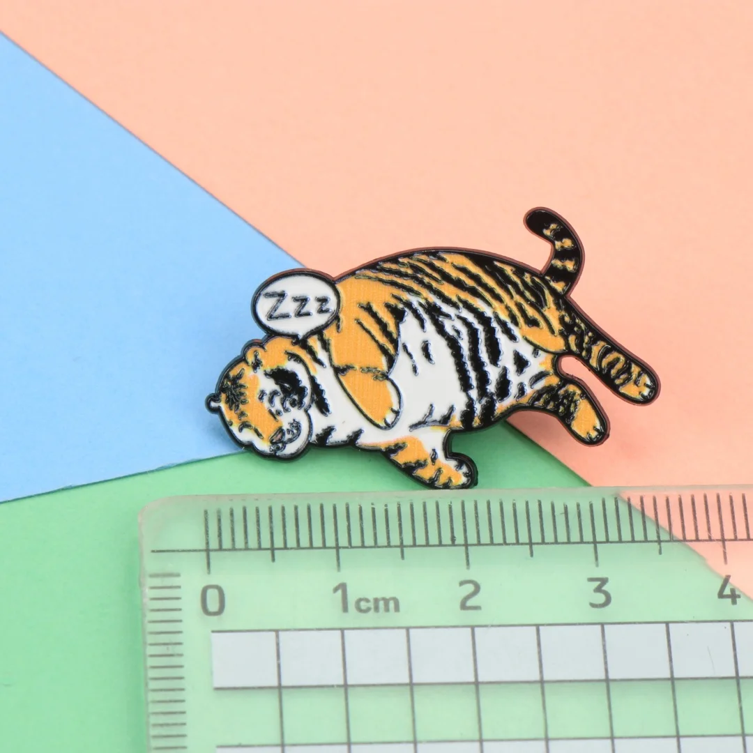 Cartoon Lazy Sleeping Tiger Enamel Lapel Pin, Funny Animal Brooch Badge for Backpack Clothing DIY Decor Accessories Wholesale view 4
