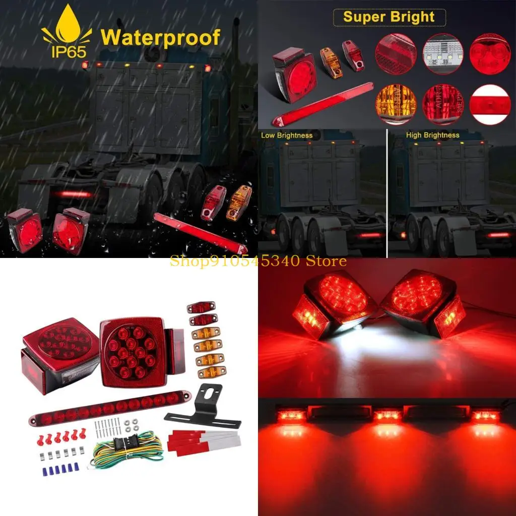 U2JA Quick Instsall LED Square Tail Light For Trailers ABS Housing Weatherproof