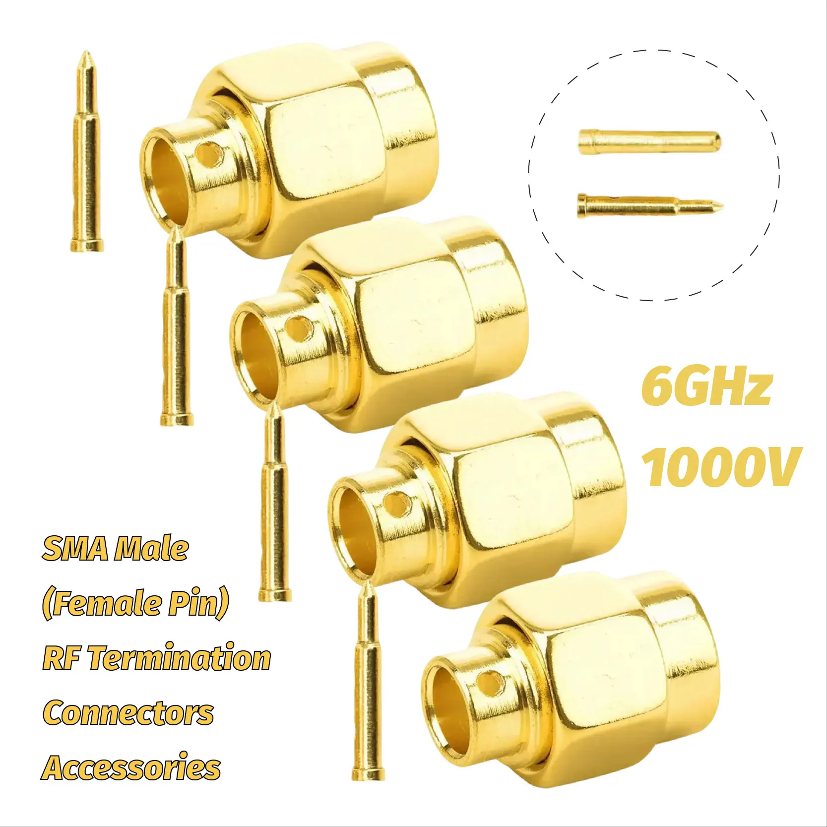 

1000V 6GHz SMA Male RF Coaxial Termination Dummy Load Gold Plated Cap Connectors Accessories 5/20/100PCS