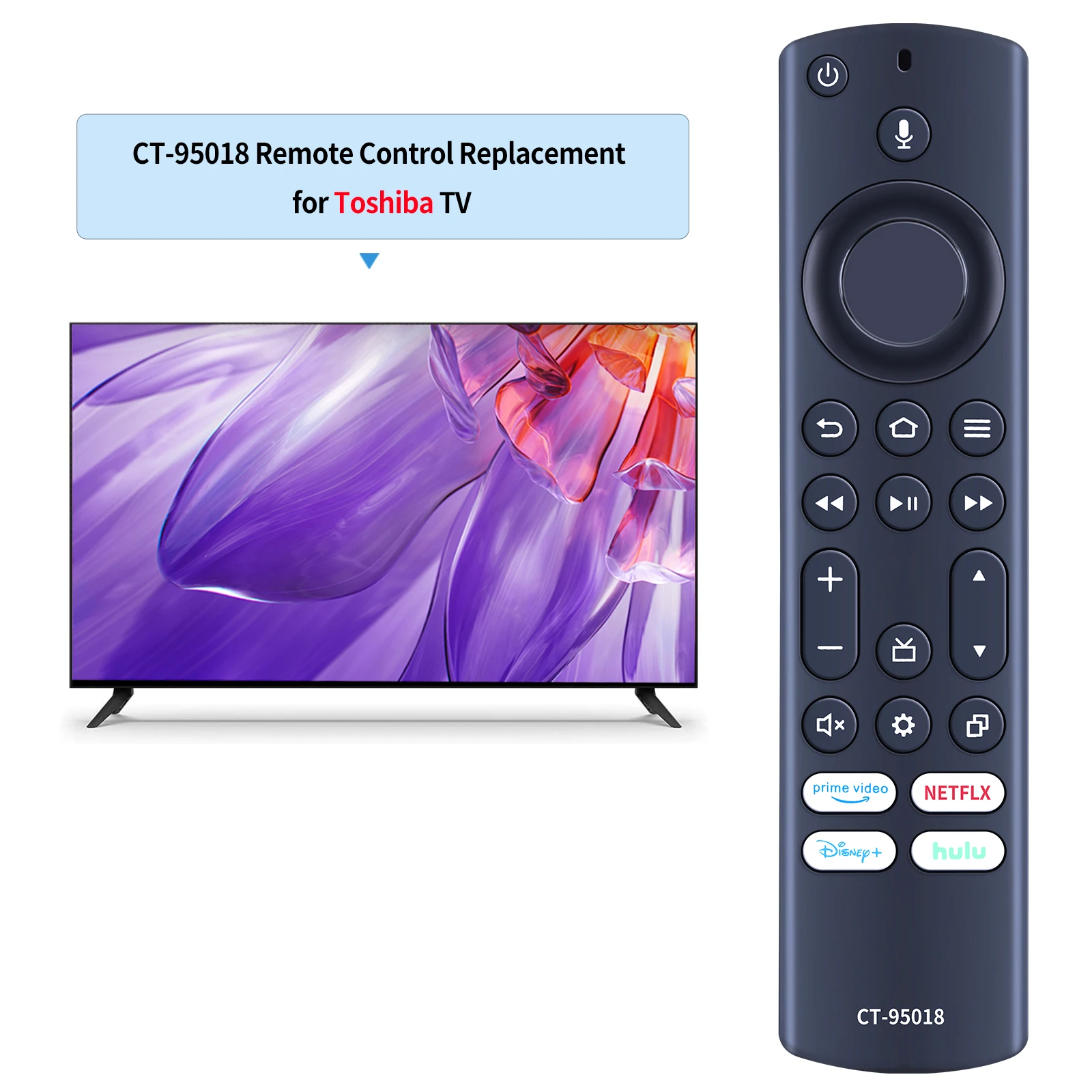 CT-95018 For Toshiba Fire TV Edition Smart TV Alexa Voice Remote Control 40C350KU 43C350KU 50C350KU 55C35