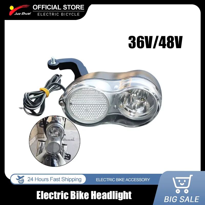 Передняя фара для электрического велосипеда 36 В 48 В, яркая светодиодная фара с аккумулятором, водонепроницаемая велосипедная фара, Аксессуары для велосипеда