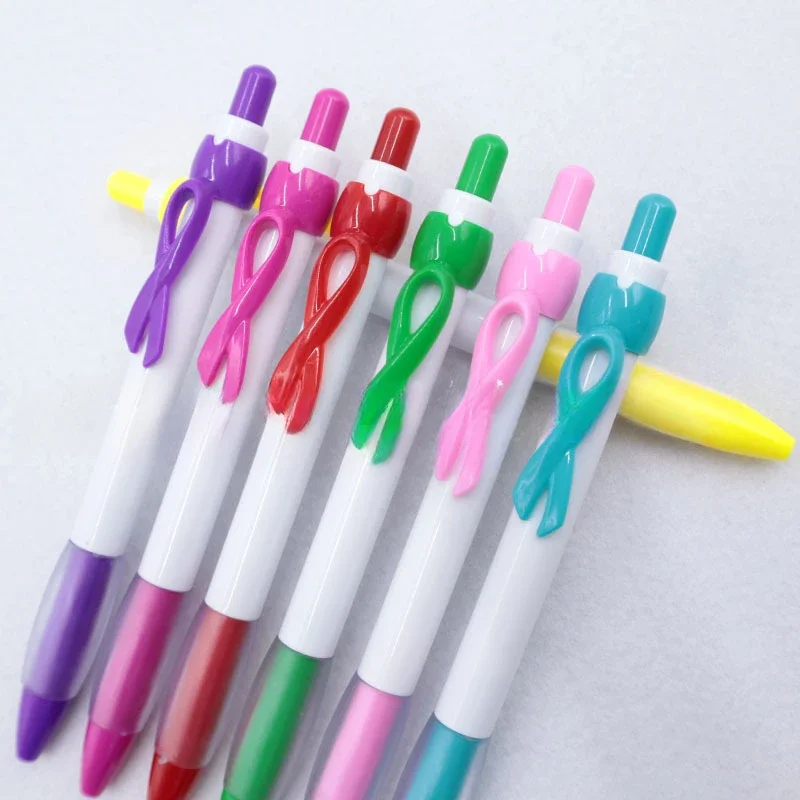 200pcs Creative Ribbon Knot Clip Ballpoint Pen Multi-color Pens