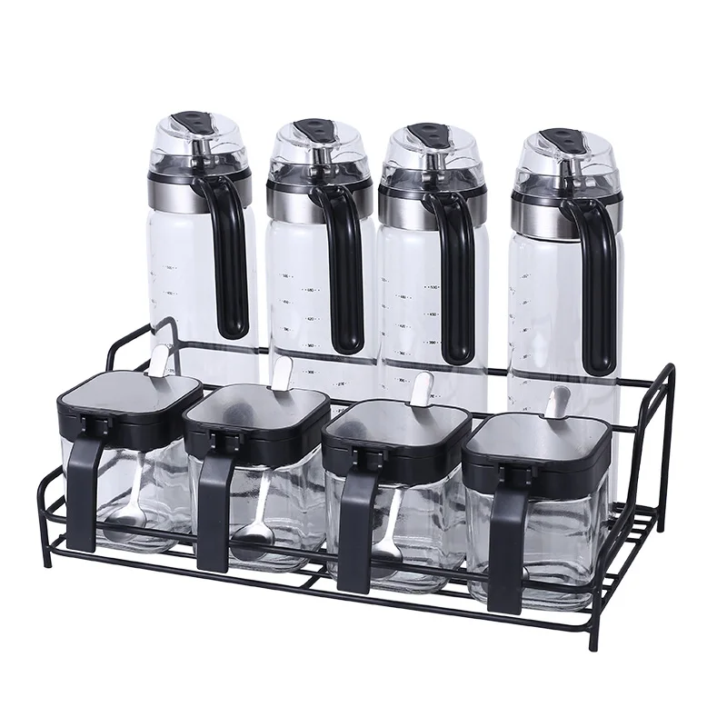 مختومة رف توابل حاوية الرف الملح وزجاجة زيت السكر الفلفل التوابل الجرار مجموعة الزجاج المطبخ Especiero لوازم المطبخ DG50S #2