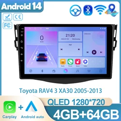 Android 14 Carplay For Toyota RAV4 3 XA30 2005-2013 Auto Radio Multimedia Player stereo Navigation No 2din DVD BT Vehicle Parts
