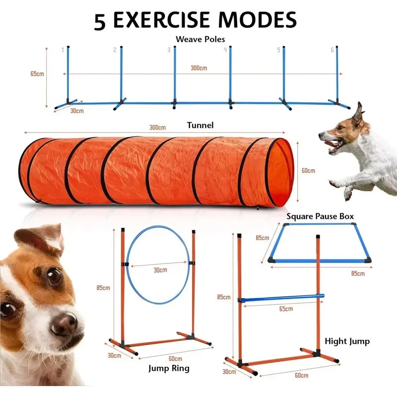 for USMILEPET Dog Agility Training Equipment Set Weave Pole and Tunnel Exercise for Dog Agility Courses Factory Direct