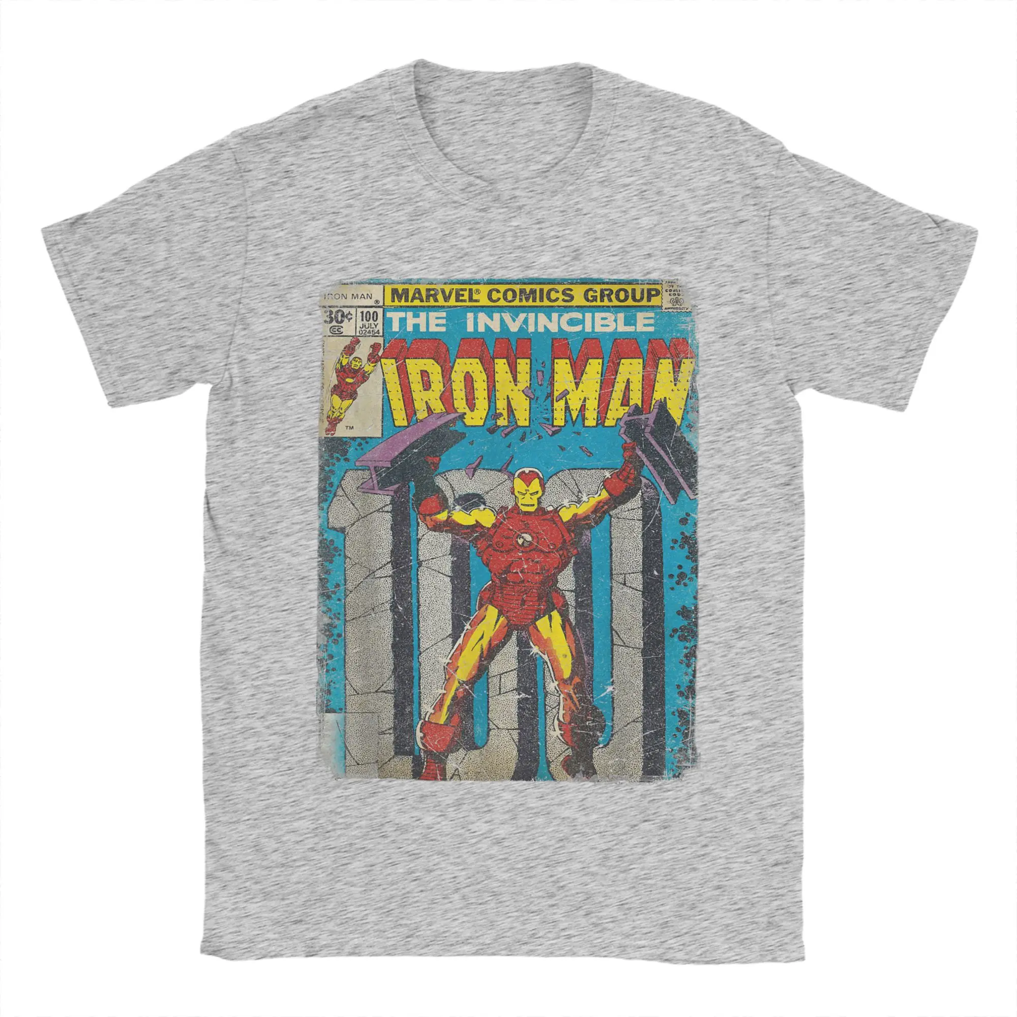 Marvel presenta Iron Man con una camiseta clásica Retro con estampado gráfico de cómic para hombre, camiseta creativa de algodón puro de Anime