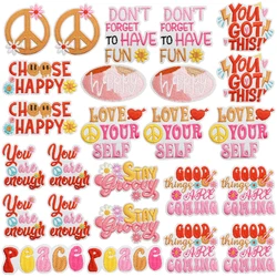 10 pcs/let Wholesale Cartoon Letters Applique/Embroidered Patches On Clothes Phrase Patch Iron On Patches For Clothing Stickers