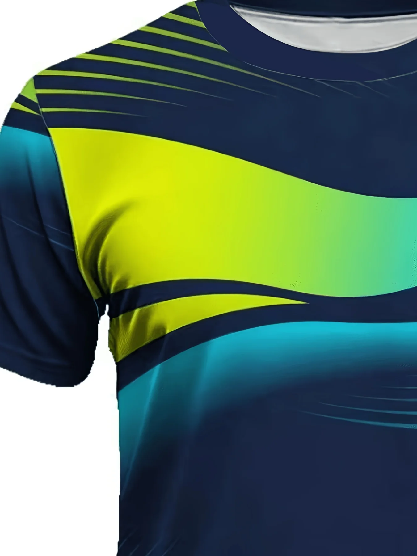 Men High Elastic Quick Dry Sports Compression Shirt Gradient Curve Line Print Short Sleeve Gym Running Training Workout Top view 4