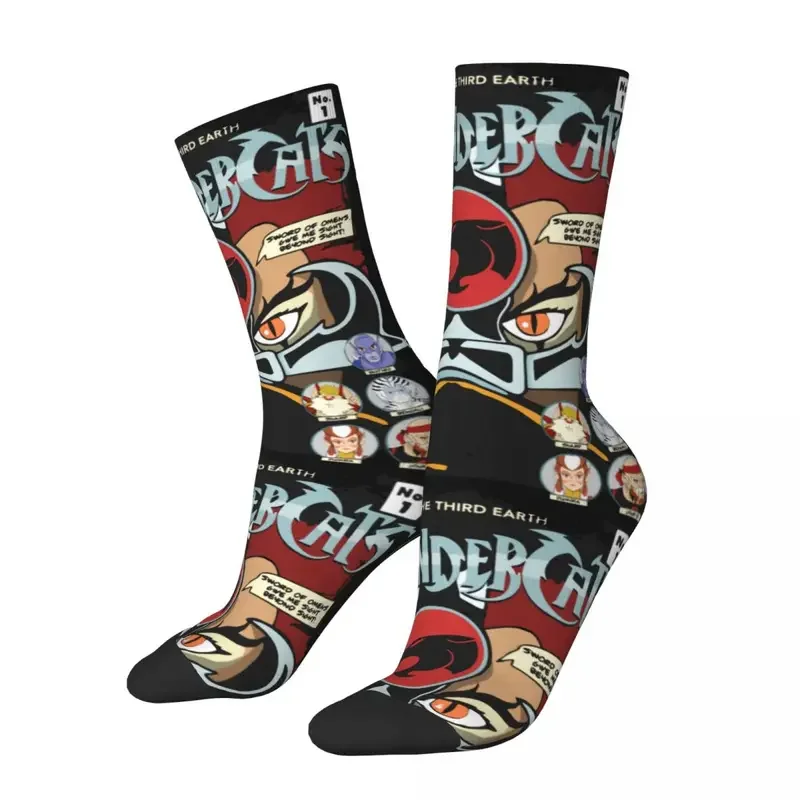 Calcetines de baloncesto antideslizantes de dibujos animados Retro Para hombres y mujeres, otoño e invierno, Thundercats, No Panthro, Cheetara, Tygra, Y2K